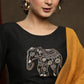 Black Thread Embroiderd Cotton Silk Blouse