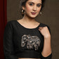 Black Thread Embroiderd Cotton Silk Blouse