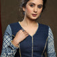 Smart Cotton Indigo Combination Full Sleeve Blouse