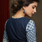 Smart Cotton Indigo Combination Full Sleeve Blouse