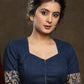 Classy Gond Hand Painting Navy Blue Cotton Kalamkari Combination Blouse