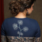 Classy Gond Hand Painting Navy Blue Cotton Kalamkari Combination Blouse