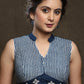 Pearl Hand Embroidered Cotton Indigo Blouse
