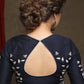Hand Embroidered Navy Blue Cotton Silk Blouse
