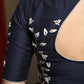 Hand Embroidered Navy Blue Cotton Silk Blouse