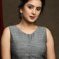 Stylish Hand Embroidered Grey Cotton Blouse