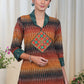 Graceful Ikat Combination tunic With Hand made Kutch Mirror Work Embroidery