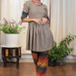Cement Color Cotton Tunic With Ajrakh Combination and classy Buttons