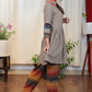 Cement Color Cotton Tunic With Ajrakh Combination and classy Buttons
