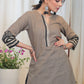 Cement Colour Cotton Tunic with beautiful Fine embroidery pattern