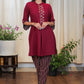 Wine Color Cotton Tunic with Beautiful Embroidery