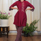 Wine Color Cotton Tunic with Beautiful Embroidery