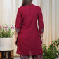 Wine Color Cotton Tunic with Beautiful Embroidery