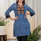 Stylish Striped Indigo Tunic With Handmade Kutch Mirror Work Embroidery