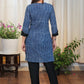 Stylish Striped Indigo Tunic With Handmade Kutch Mirror Work Embroidery