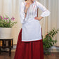 Off white Cotton Handloom Tunic With Elegant Embroidery in Contrast