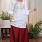 Off white Cotton Handloom Tunic With Elegant Embroidery in Contrast