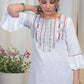Off white Cotton Handloom Tunic With Elegant Embroidery in Contrast