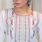 Off white Cotton Handloom Tunic With Elegant Embroidery in Contrast
