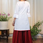 Off white Cotton Handloom Tunic With Elegant Embroidery in Contrast