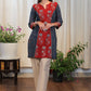 Elegant Cotton Ajrakh Combination Tunic with Moti work