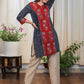Elegant Cotton Ajrakh Combination Tunic with Moti work