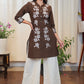 Graceful Coffee Brown Cotton Tunic with Beautiful full length Aaplic work