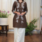 Graceful Coffee Brown Cotton Tunic with Beautiful full length Aaplic work