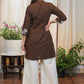 Graceful Coffee Brown Cotton Tunic with Beautiful full length Aaplic work