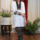 Off white Cotton Handloom Tunic With Ikat and Hand Made Kutch Mirror Work