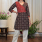 Stylish Cotton Ajrakh Overlapping Tunic with Buttons to Highlight