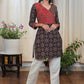 Stylish Cotton Ajrakh Overlapping Tunic with Buttons to Highlight