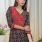 Stylish Cotton Ajrakh Overlapping Tunic with Buttons to Highlight