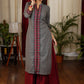 Gracious Grey Cotton Straight Cut Kurta With Beautiful Mirror and Embroidery Work