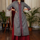 Gracious Grey Cotton Straight Cut Kurta With Beautiful Mirror and Embroidery Work