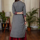 Gracious Grey Cotton Straight Cut Kurta With Beautiful Mirror and Embroidery Work