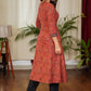 Stylish Ajrakh Combination Kurta With Beautiful Buttons