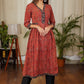 Stylish Ajrakh Combination Kurta With Beautiful Buttons