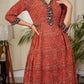 Stylish Ajrakh Combination Kurta With Beautiful Buttons