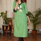 Soothing Green Straight Cut Ikat Combination Kurta With Beautiful Hand painting