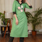 Soothing Green Straight Cut Ikat Combination Kurta With Beautiful Hand painting
