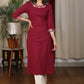 Exclusive Marron Cotton Kurta with Exclusive Embroidery on Neckline