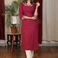 Exclusive Marron Cotton Kurta with Exclusive Embroidery on Neckline