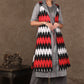 Red Grey Ikat Collared Shrug with Embroidered Kurta -2 Piece (Jacket & Inner Set) Pants Optional