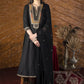Plain black cotton silk kurta with heavy hand embroidered yoke & ikat palazzo pants - Dupatta optional.
