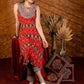 Exclusive sleeveless ikat kurta with heavy hand embroidery on neckline.