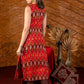 Exclusive sleeveless ikat kurta with heavy hand embroidery on neckline.