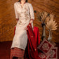 Exclusive embroidered cotton kurta with printed Ajrakh pallazo pant - Dupatta optional.