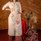 Exclusive embroidered cotton kurta with printed Ajrakh pallazo pant - Dupatta optional.