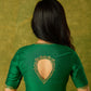 Gracefully hand embroidered forest green cotton silk blouse.